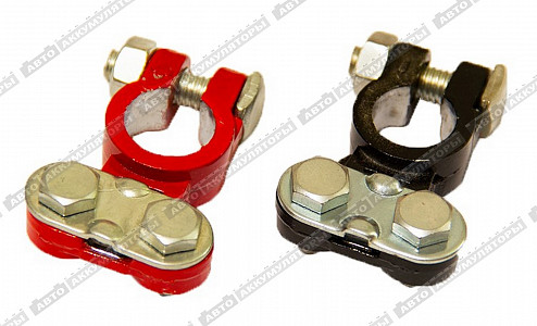 Аккумуляторные клеммы Клеммы АКБ черная+красная, к-т (КЛ 037) - фото Аккумуляторные клеммы Клеммы АКБ черная+красная, к-т (КЛ 037) - фото